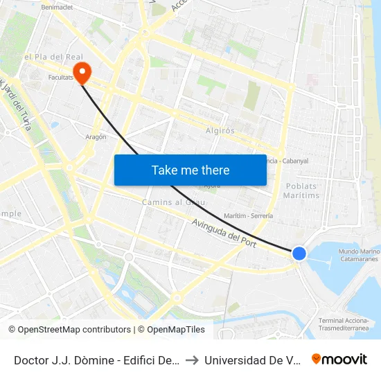 Doctor J.J. Dòmine  - Edifici Del Rellotge to Universidad De Valencia map