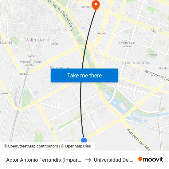Actor Antonio Ferrandis (Imparell) - En Corts to Universidad De Valencia map