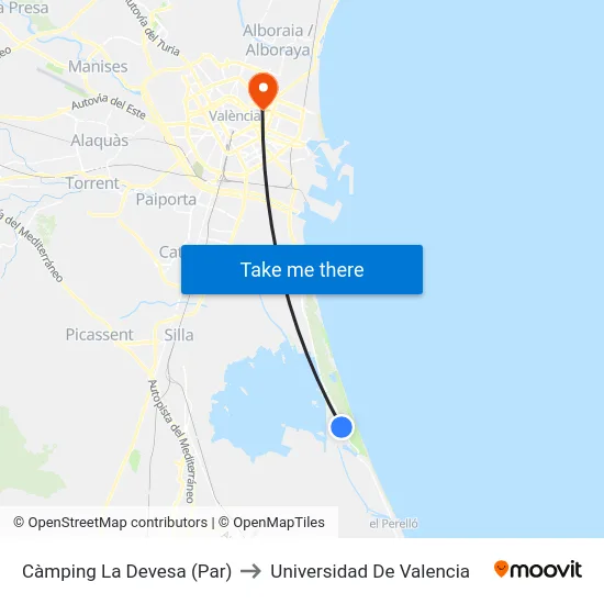 Càmping La Devesa (Par) to Universidad De Valencia map