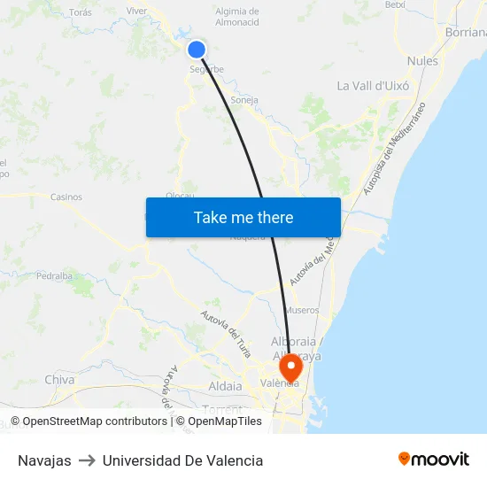 Navajas to Universidad De Valencia map