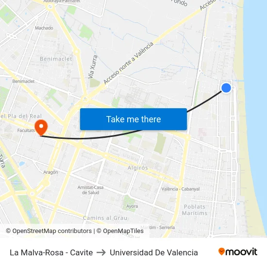 La Malva-Rosa - Cavite to Universidad De Valencia map