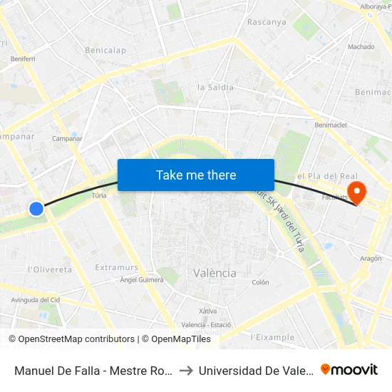 Manuel De Falla - Mestre Rodrigo to Universidad De Valencia map