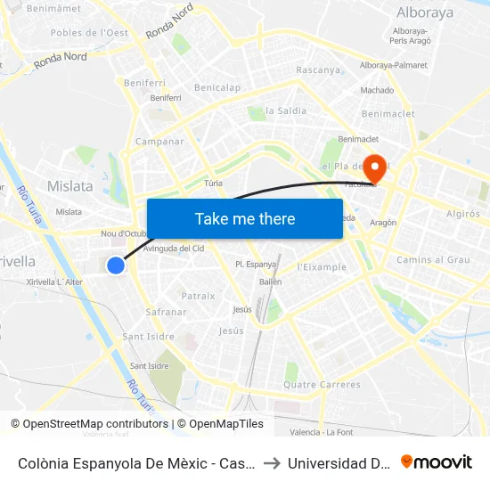Colònia Espanyola De Mèxic - Casa De La Misericòrdia to Universidad De Valencia map