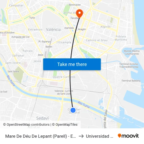 Mare De Déu De Lepant (Parell) - Escultor Frederic Siurana to Universidad De Valencia map