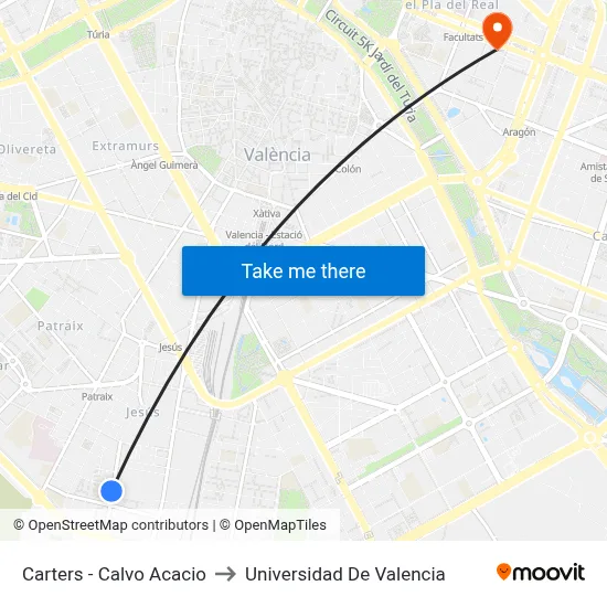 Carters - Calvo Acacio to Universidad De Valencia map