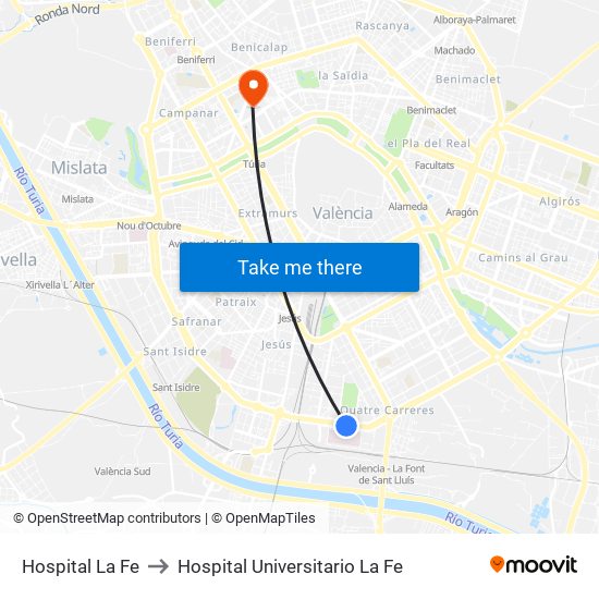 Hospital La Fe to Hospital Universitario La Fe map