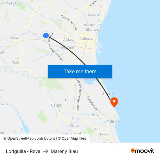 Loriguilla - Reva to Mareny Blau map