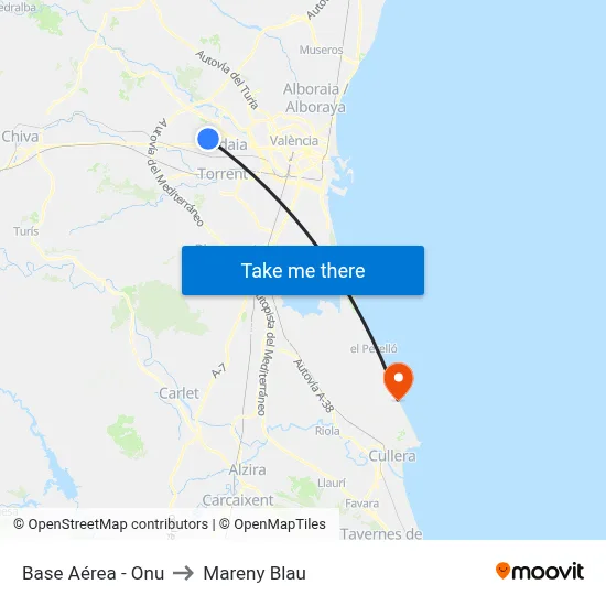 Base Aérea - Onu to Mareny Blau map