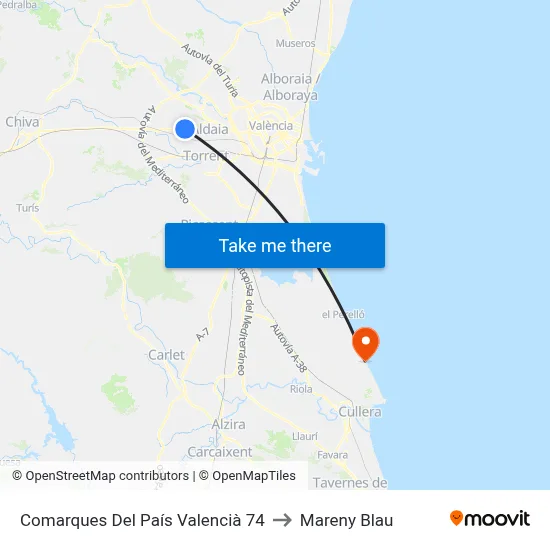 Comarques Del País Valencià 74 to Mareny Blau map