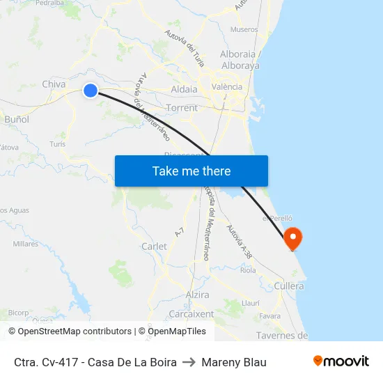 Ctra. Cv-417 - Casa De La Boira to Mareny Blau map