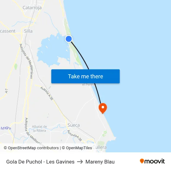 Gola De Puchol - Les Gavines to Mareny Blau map