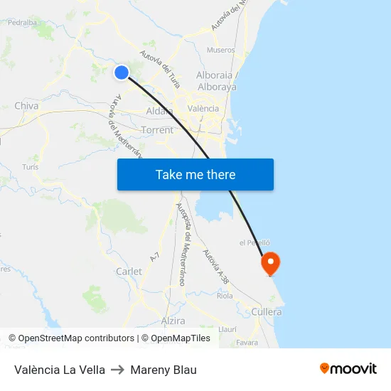 València La Vella to Mareny Blau map