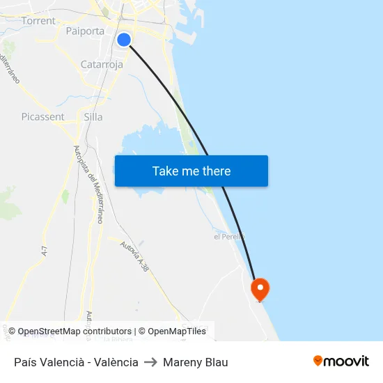 País Valencià - València to Mareny Blau map
