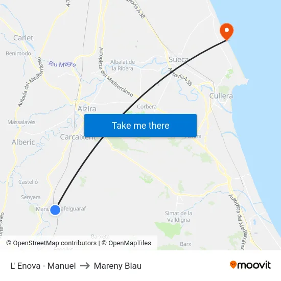 L' Enova - Manuel to Mareny Blau map