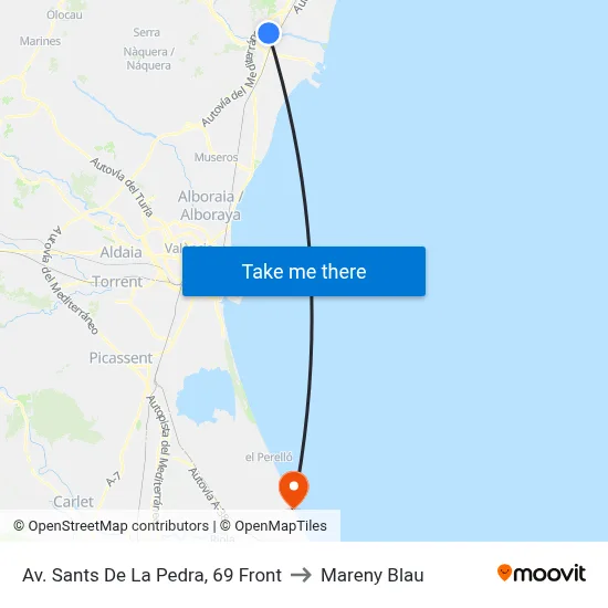 Av. Sants De La Pedra, 69 Front to Mareny Blau map