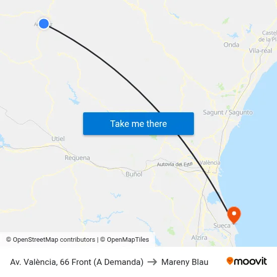Av. València, 66 Front (A Demanda) to Mareny Blau map