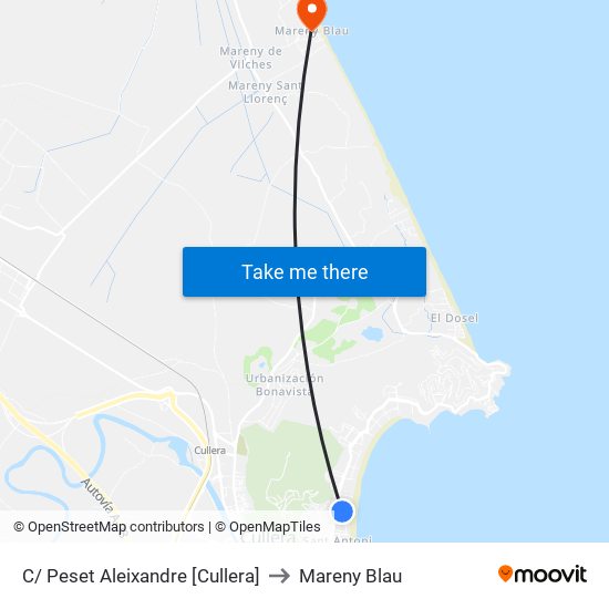 C/ Peset Aleixandre [Cullera] to Mareny Blau map