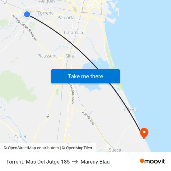 Torrent. Mas Del Jutge 185 to Mareny Blau map