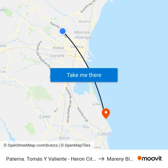 Paterna. Tomás Y Valiente - Heron City I to Mareny Blau map
