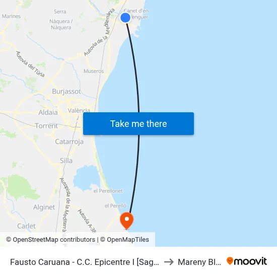 Fausto Caruana - C.C. Epicentre I [Sagunt] to Mareny Blau map