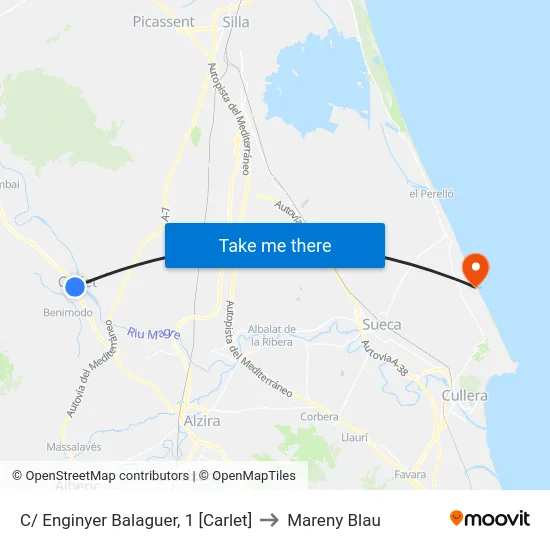 C/ Enginyer Balaguer, 1 [Carlet] to Mareny Blau map