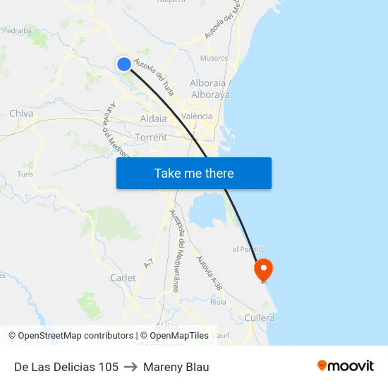 De Las Delicias 105 to Mareny Blau map