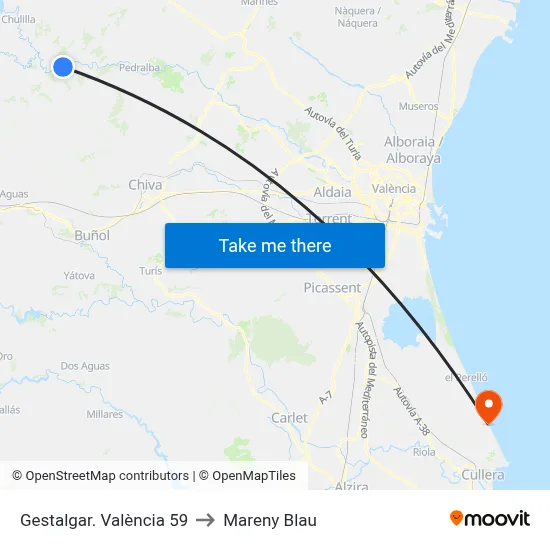 Gestalgar. València 59 to Mareny Blau map