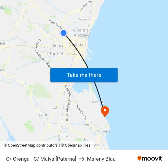 C/ Orenga - C/ Malva [Paterna] to Mareny Blau map