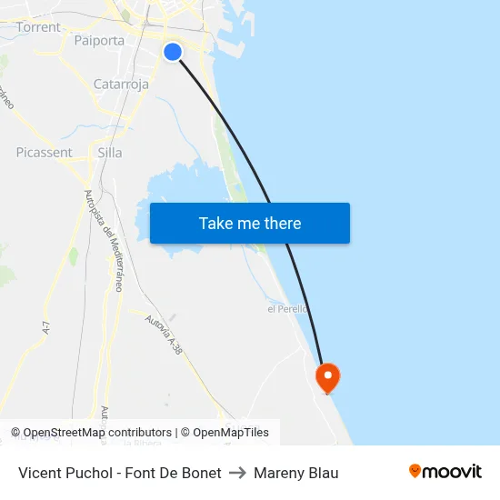 Vicent Puchol - Font De Bonet to Mareny Blau map