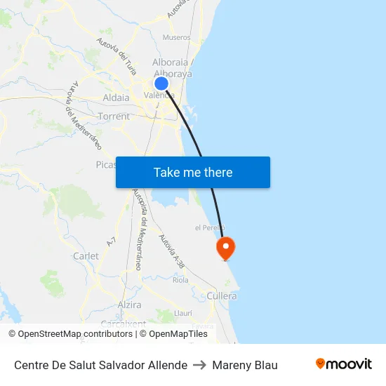 Centre De Salut Salvador Allende to Mareny Blau map