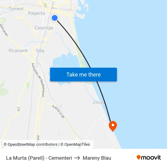 La Murta (Parell) - Cementeri to Mareny Blau map