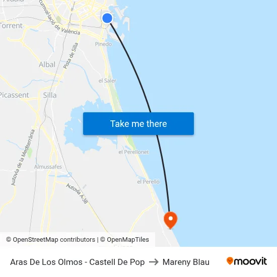 Aras De Los Olmos - Castell De Pop to Mareny Blau map