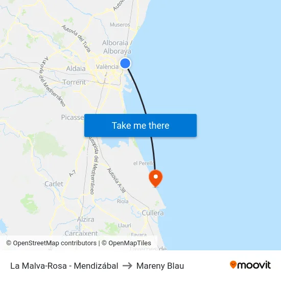 La Malva-Rosa - Mendizábal to Mareny Blau map