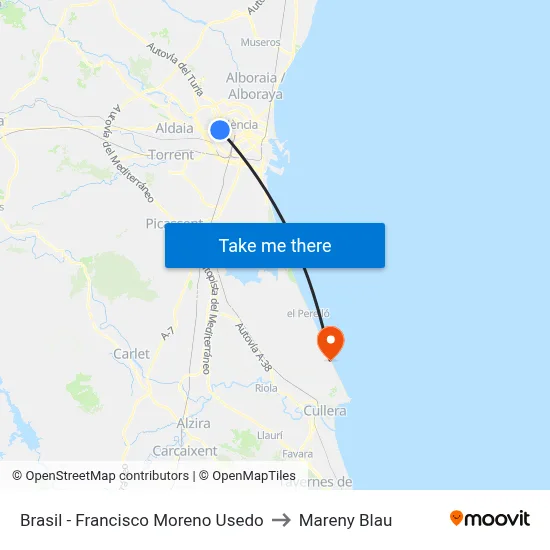Brasil - Francisco Moreno Usedo to Mareny Blau map