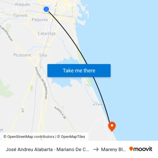 José Andreu Alabarta - Mariano De Cavia to Mareny Blau map