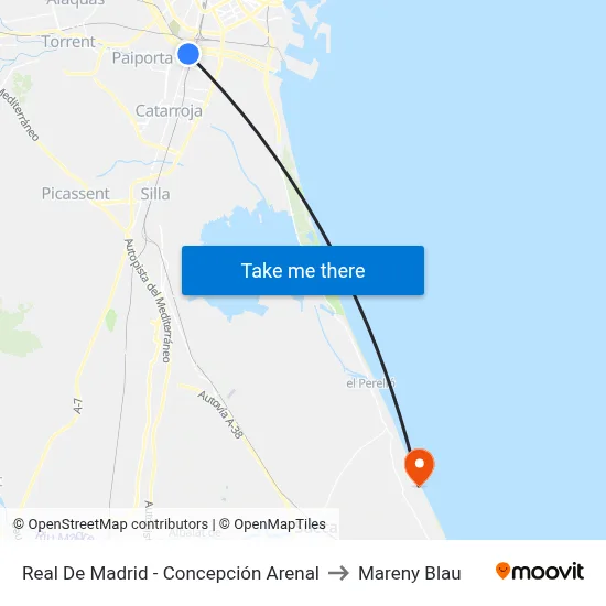 Real De Madrid - Concepción Arenal to Mareny Blau map