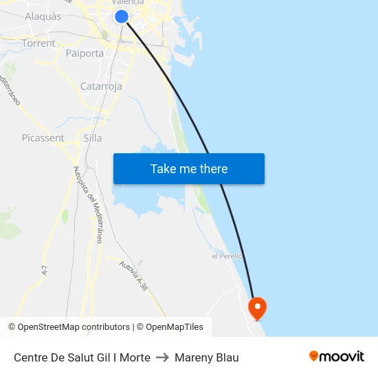 Centre De Salut Gil I Morte to Mareny Blau map