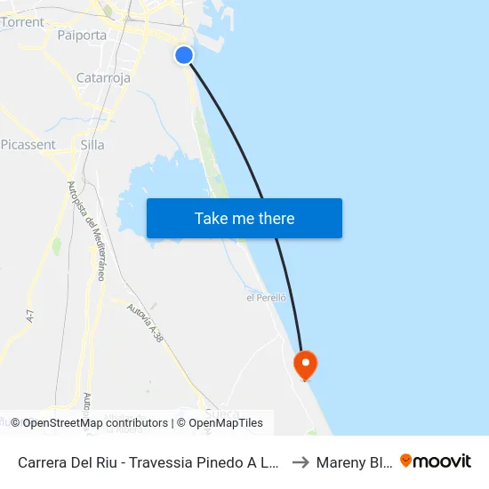 Carrera Del Riu - Travessia Pinedo A La Mar to Mareny Blau map