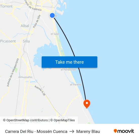Carrera Del Riu - Mossén Cuenca to Mareny Blau map