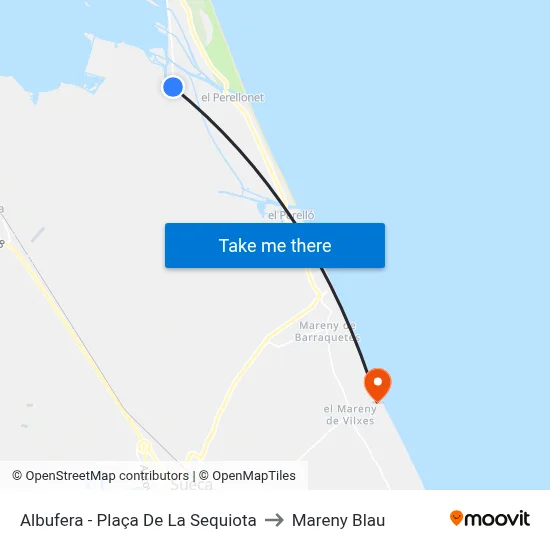 Albufera - Plaça De La Sequiota to Mareny Blau map