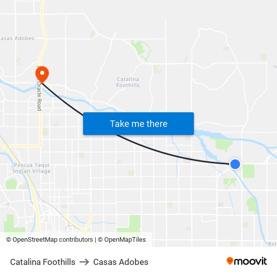 Catalina Foothills to Casas Adobes map