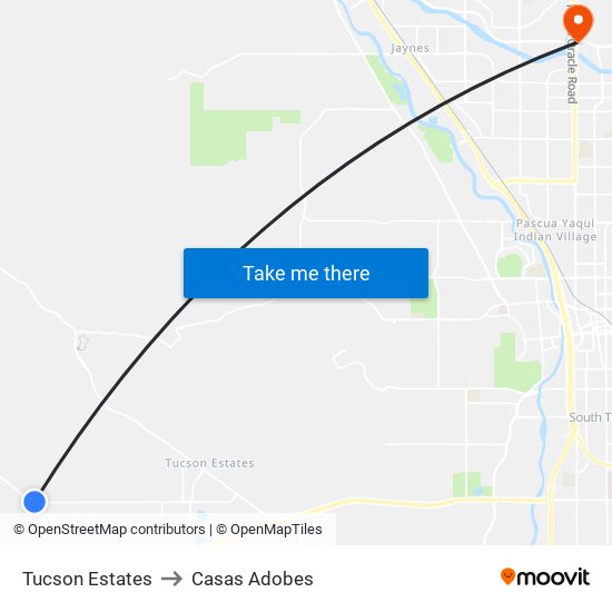 Tucson Estates to Casas Adobes map