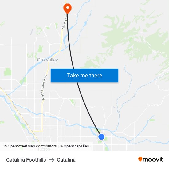 Catalina Foothills to Catalina map