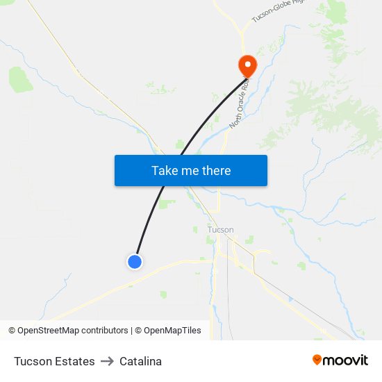 Tucson Estates to Catalina map