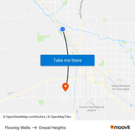 Flowing Wells to Drexel Heights map