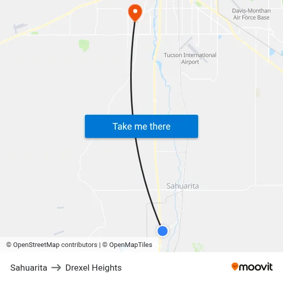 Sahuarita to Drexel Heights map
