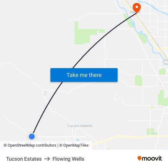 Tucson Estates to Flowing Wells map