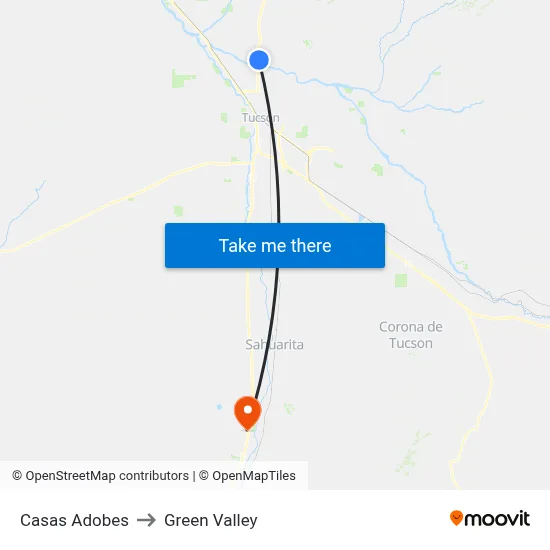 Casas Adobes to Green Valley map