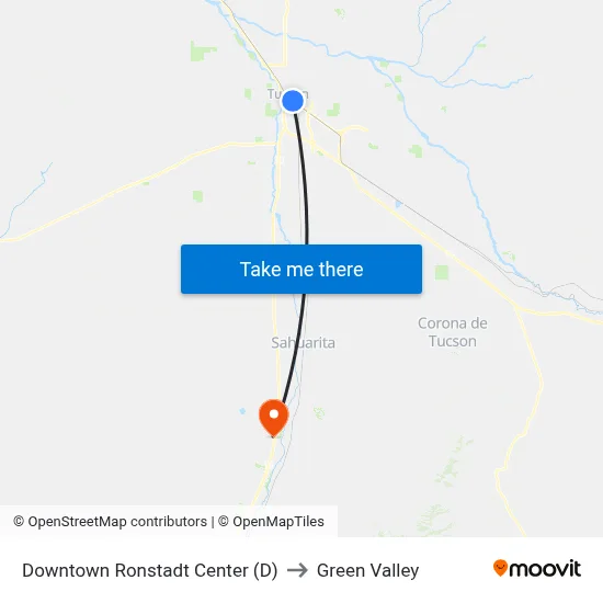 Downtown Ronstadt Center (D) to Green Valley map