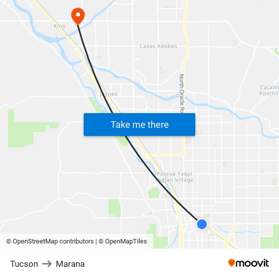 Tucson to Marana map